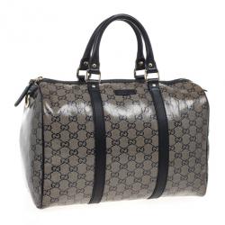 مملوكة مسبقًا Gucci Grey Crystal Lame Joy Boston Satchel