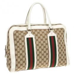 Gucci Monogram Canvas Web Detail Briefcase