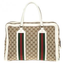 Gucci Monogram Canvas Web Detail Briefcase