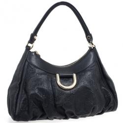 مملوكة مسبقًا Gucci Black Guccissima ‘D Gold’ Hobo