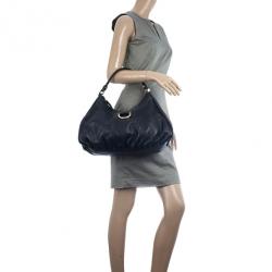 Pre Owned Gucci Black Guccissima Leather D Ring Large Hobo Bag