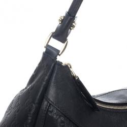Pre Owned Gucci Black Guccissima Leather D Ring Large Hobo Bag