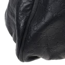 Pre Owned Gucci Black Guccissima Leather D Ring Large Hobo Bag