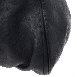 Pre Owned Gucci Black Guccissima Leather D Ring Large Hobo Bag