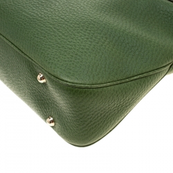 مملوكة مسبقًا Gucci Green Leather Anita Bamboo Hobo
