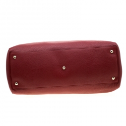 مملوكة مسبقًا حقيبة شوبر غوتشي جلد أحمر كبيرة بيد بامبو