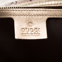 مملوكة مسبقًا Gucci Gold GG Crystal Canvas Medium Joy Boston Bag
