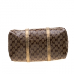 مملوكة مسبقًا Gucci Gold GG Crystal Canvas Medium Joy Boston Bag