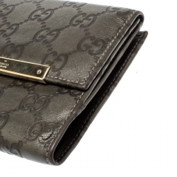 Gucci Metallic Grey Guccissima Leather Compact Wallet