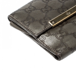 Gucci Metallic Grey Guccissima Leather Compact Wallet