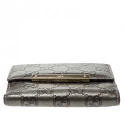 Gucci Metallic Grey Guccissima Leather Compact Wallet