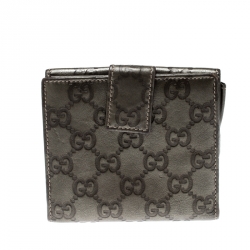 Gucci Metallic Grey Guccissima Leather Compact Wallet