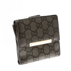 Gucci Metallic Grey Guccissima Leather Compact Wallet