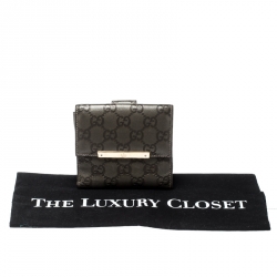 Gucci Metallic Grey Guccissima Leather Compact Wallet
