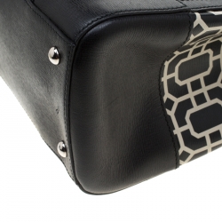 Pre Owned Gucci Black/White Leather Bamboo Top Handle Shopper Tote