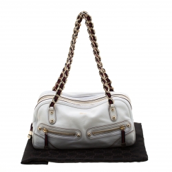 Pre Owned Gucci Ivory Leather Capri Bowler Bag