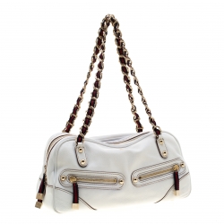 Pre Owned Gucci Ivory Leather Capri Bowler Bag