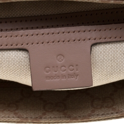 Pre Owned Gucci Beige Monogram Canvas and Leather GG Supreme Flat Messenger Bag