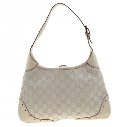 مملوكة مسبقًا حقيبة غوتشي جاكي جلد كريمي غوتشيسيما متوسطة