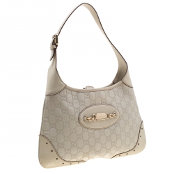 مملوكة مسبقًا حقيبة غوتشي جاكي جلد كريمي غوتشيسيما متوسطة