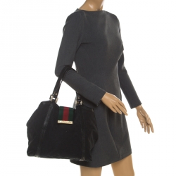 مملوكة مسبقًا Gucci Black Monogram Canvas New Ladies Web Medium Tote  