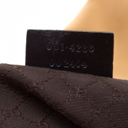 Pre Owned Gucci Light Yellow Fabric And Leather Web Stripe Hobo