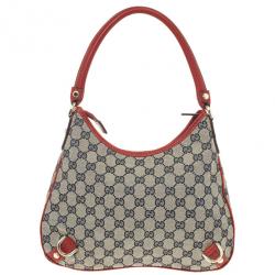 مملوكة مسبقًا Gucci Navy Blue &amp; Red Medium Abbey D-Ring Hobo