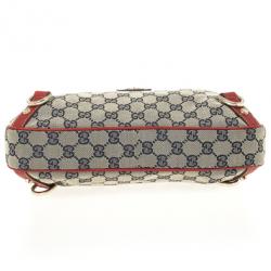 مملوكة مسبقًا Gucci Navy Blue &amp; Red Medium Abbey D-Ring Hobo