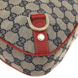 مملوكة مسبقًا Gucci Navy Blue &amp; Red Medium Abbey D-Ring Hobo