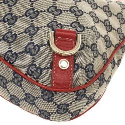 مملوكة مسبقًا Gucci Navy Blue &amp; Red Medium Abbey D-Ring Hobo
