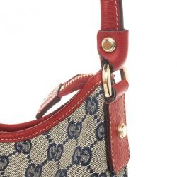 مملوكة مسبقًا Gucci Navy Blue &amp; Red Medium Abbey D-Ring Hobo