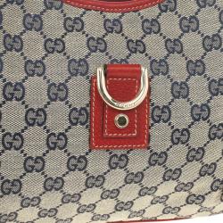 مملوكة مسبقًا Gucci Navy Blue &amp; Red Medium Abbey D-Ring Hobo