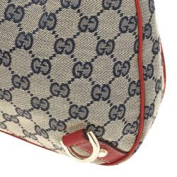 مملوكة مسبقًا Gucci Navy Blue &amp; Red Medium Abbey D-Ring Hobo