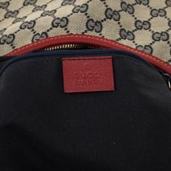 مملوكة مسبقًا Gucci Navy Blue &amp; Red Medium Abbey D-Ring Hobo