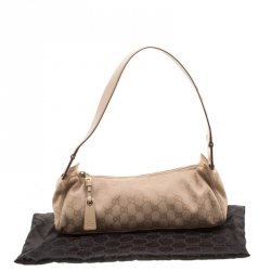 مملوكة مسبقًا Gucci Beige Canvas and leather W Signature Shoulder Bag