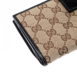 Gucci Beige/Black GG Canvas and Leather Wallet
