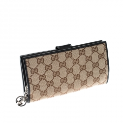 Gucci Beige/Black GG Canvas and Leather Wallet