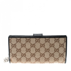 Gucci Beige/Black GG Canvas and Leather Wallet
