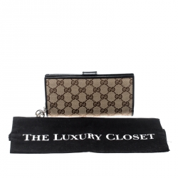 Gucci Beige/Black GG Canvas and Leather Wallet