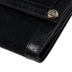 Gucci Black GG Canvas and Leather Charmy French Wallet