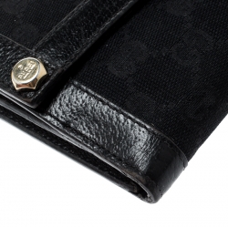 Gucci Black GG Canvas and Leather Charmy French Wallet