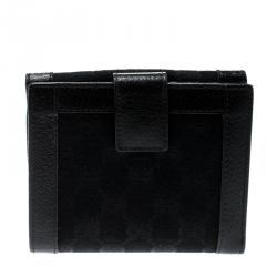 Gucci Black GG Canvas and Leather Charmy French Wallet