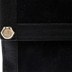Gucci Black GG Canvas and Leather Charmy French Wallet