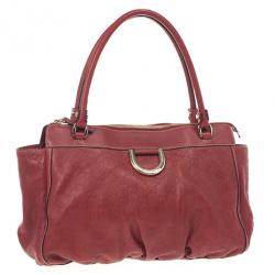 مملوكة مسبقًا Gucci Guccissima GG Cherry leather Gold D Ring Tote