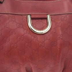مملوكة مسبقًا Gucci Guccissima GG Cherry leather Gold D Ring Tote