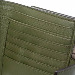 Gucci Beige/Green GG Canvas and Leather Compact Wallet