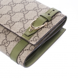 Gucci Beige/Green GG Canvas and Leather Compact Wallet