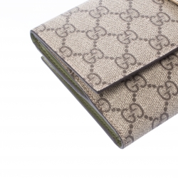 Gucci Beige/Green GG Canvas and Leather Compact Wallet