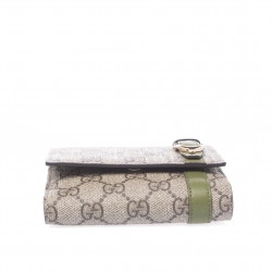 Gucci Beige/Green GG Canvas and Leather Compact Wallet