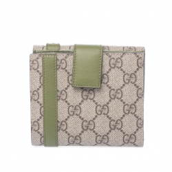 Gucci Beige/Green GG Canvas and Leather Compact Wallet